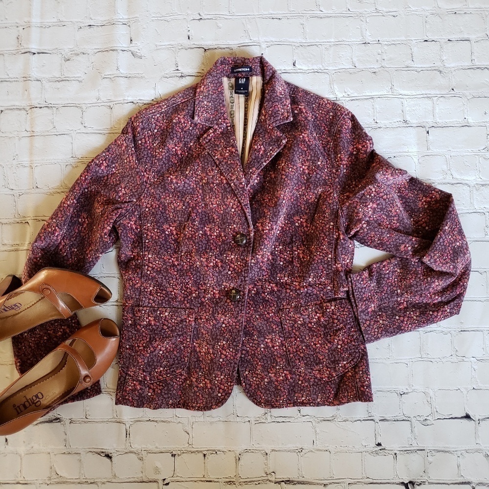 Gap Ditzy Floral Fine Wale Corduroy Cottagecore Blazer 4